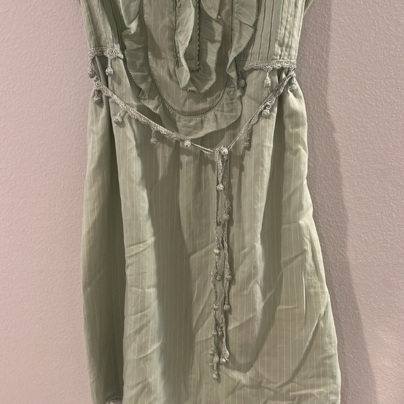 Juicy Couture pinstripe and pintuck crochet trim ruffle dress - Picture 3 of 10